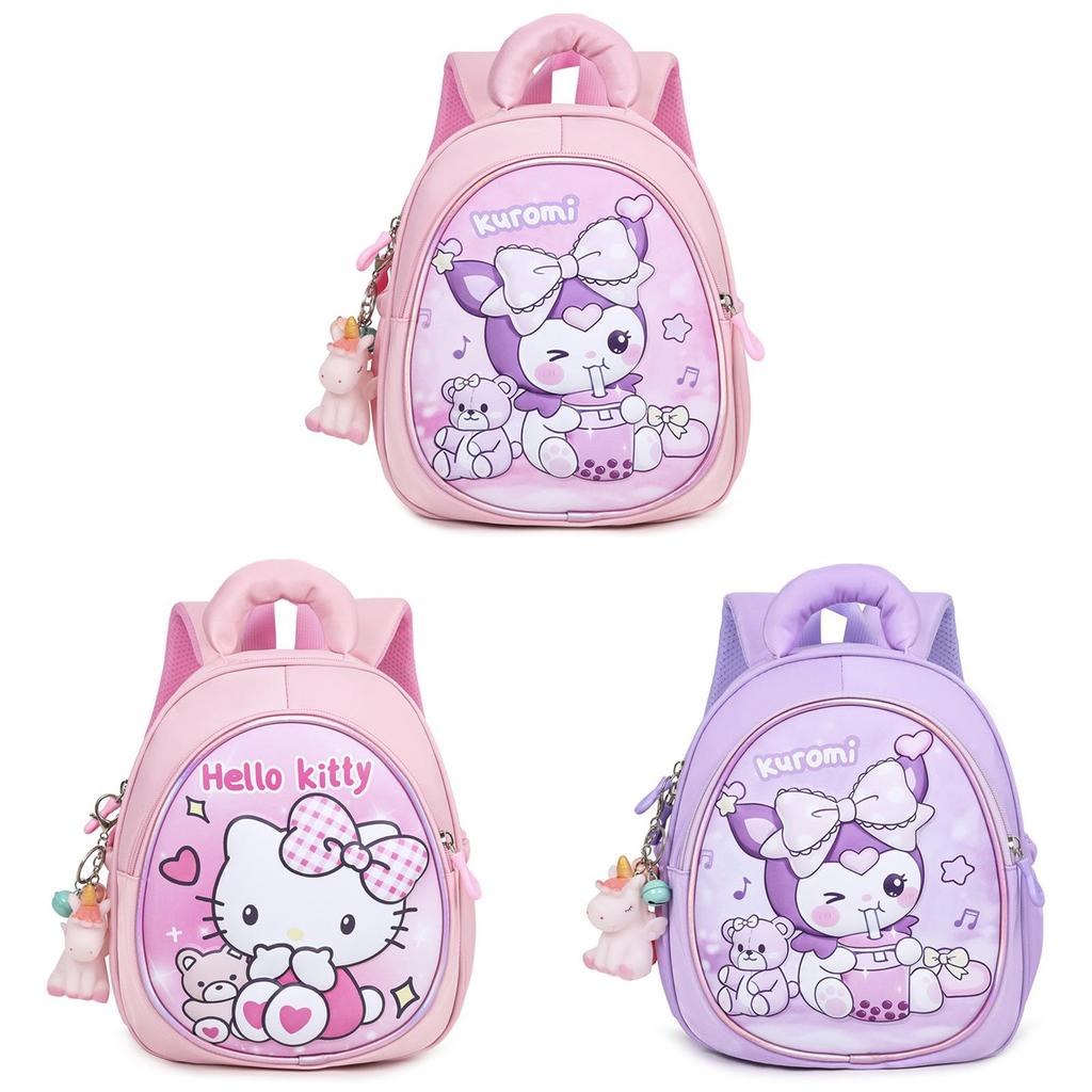 Mochila Infantil Elsa Hello Kitty Kuromi Melody Homem-Aranha Com Nylon Respirável Para Uso Na Educação Infantil E Escolar