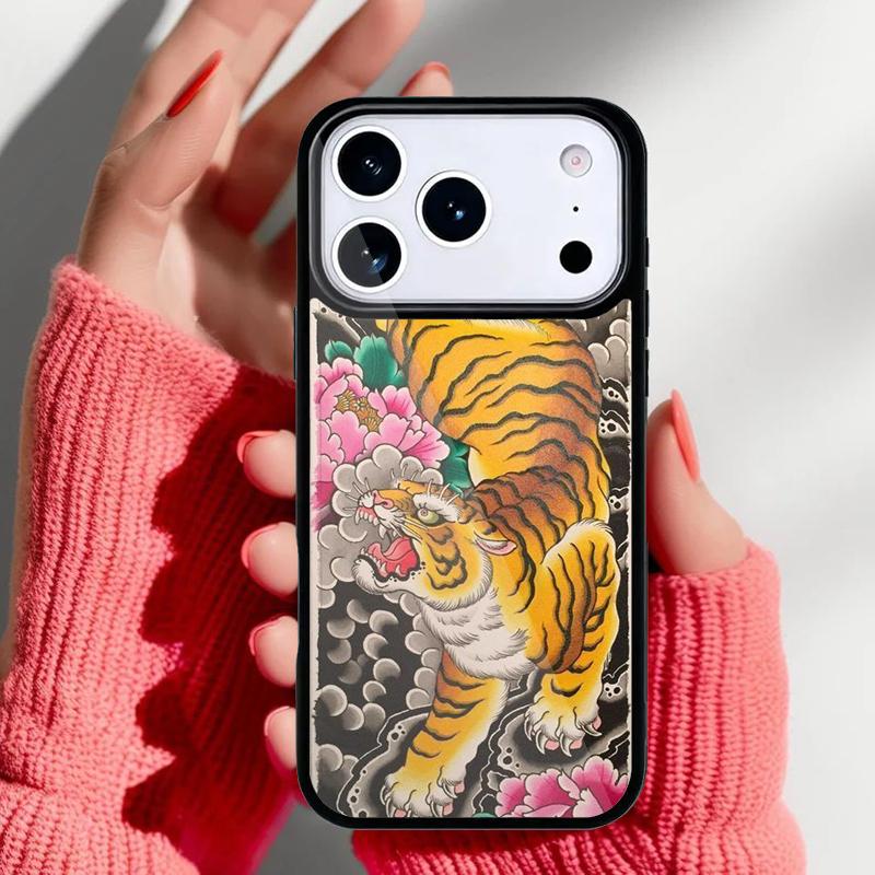 Japanese ukiyo-e Art Panther Tiger Phone Case for iPhone 17 16 15 14 13 Pro Max Back Cover for 12 11 Pro Coque