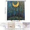 Mystical Forest Starry Night Shower Curtain - Golden Crescent Moon, Dreamy Polyester, Perfect for Bathroom or Patio Decor