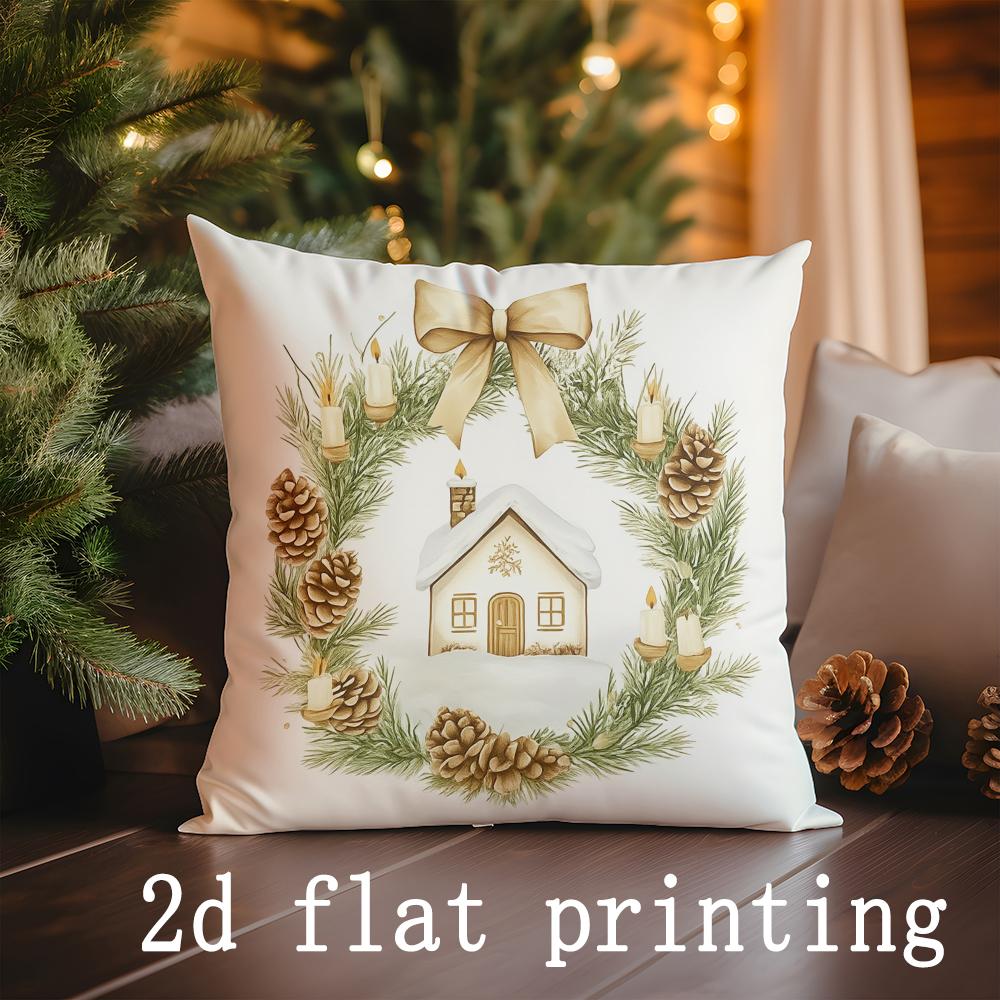 Christmas-themed Cushion Covers with Whimsical Prints Pattern Cushion Cover Suitable for Sofa Bedroom Car Pillow Cover