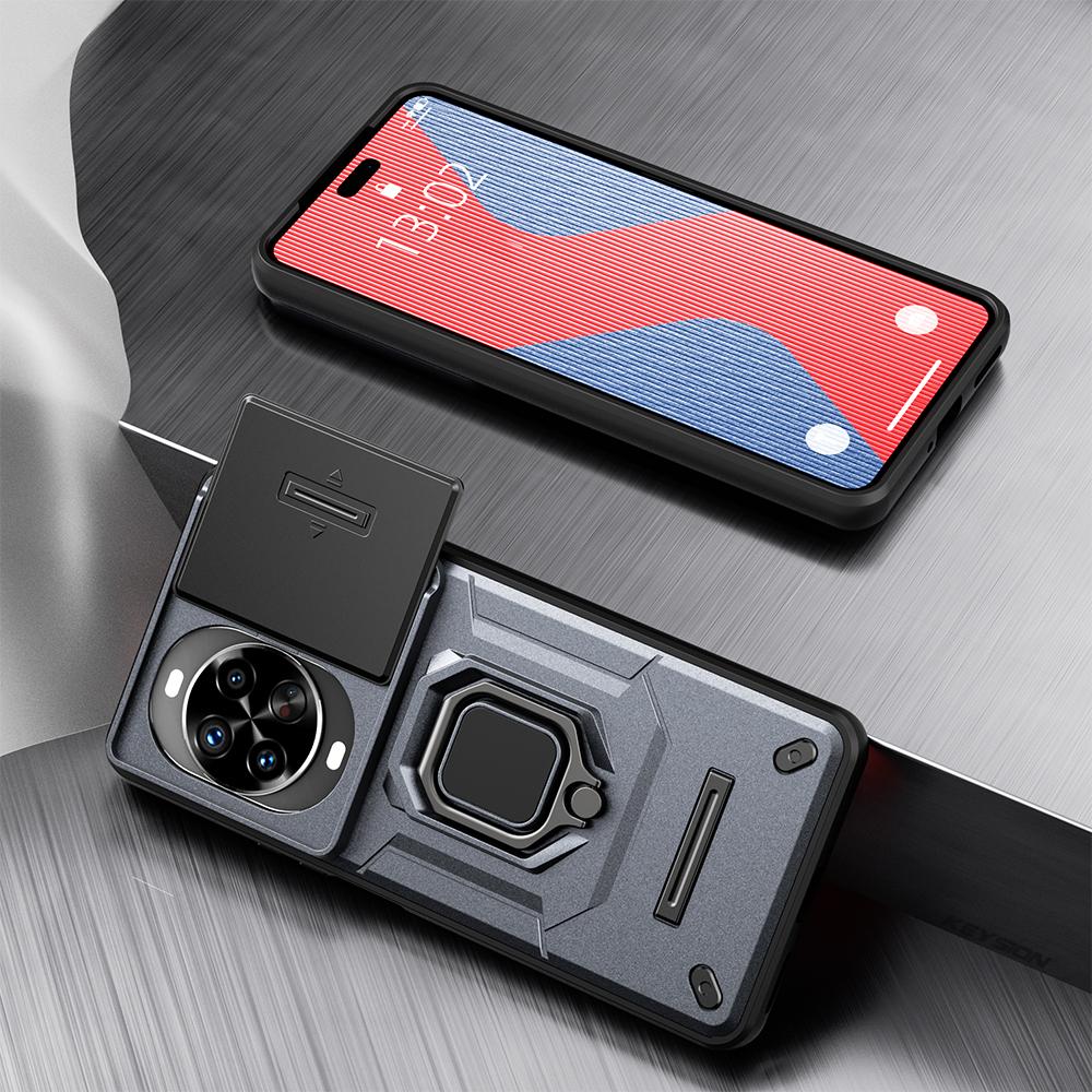 KEYSION Shockproof Case for Huawei nova 14 14 Pro Slide Camera Protection Metal Ring Stand Phone Back Cover for Huawei nova14Pro