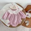 Stylish Autumn Newborn Girls' One-Piece Outfit with Large Lapel