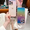 Applicable iPhone16Promax silk side love mobile phone case Apple 15 protective case crystal lanyard