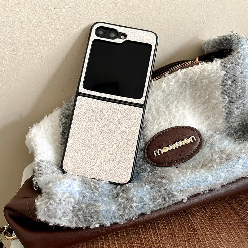Leather Solid Color Mobile Phone Case for Samsung Zflip6 Clamshell Folding Screen Findn2Flip Hard Shell Xflip
