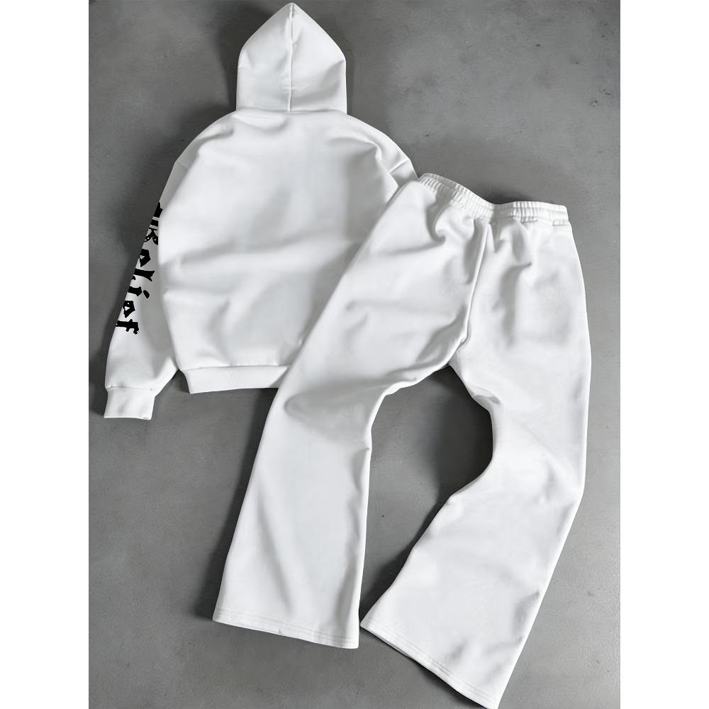 Cool and Personalized Men's Casual Pullover Set, Spring and Autumn Long Sleeved Sportswear Set, Outdoor Set, Suitable for Outdoor Travel