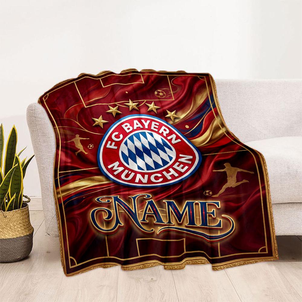 Bayern Munich Soccer Poster Personalized Text Blanket Throw Personalized Blanket Soft & Cozy Suitable for Livingroom Sofa Nap Bedding