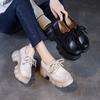 Genuine Leather Thick Soled High Heels Pumps Lace Up Versatile Women's Platform Shoes