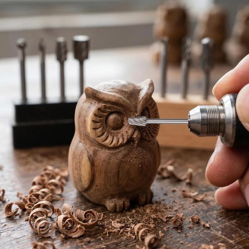 Small Rotating File Grinding Head Set Wood Drill Bit Rust-proof Rotary File Cutter Woodworking Steel Carving Knife Cutter Tools