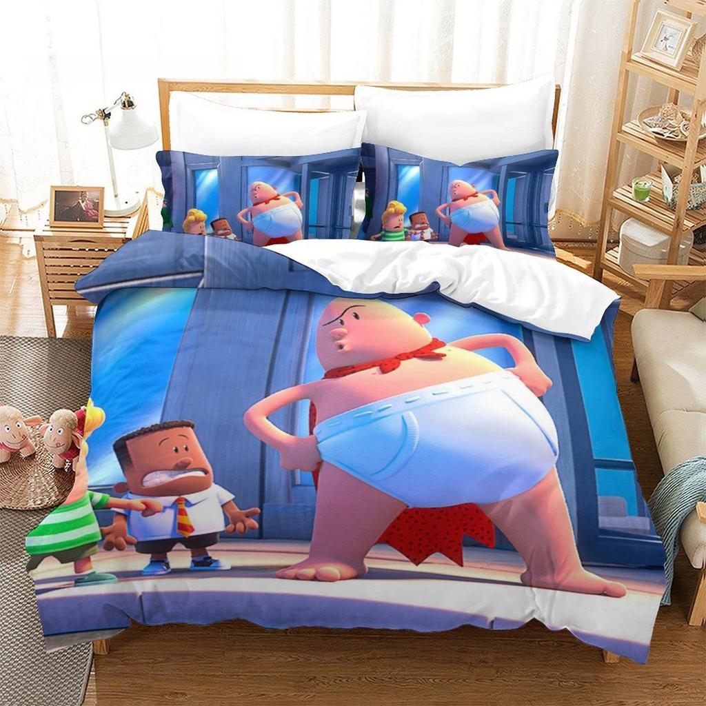 Fashion Cartoon Kawaii Captain Underpants Bedding Set Single Twin Full Queen King Size Bed Set Adult Kid Bedroom Duvetcover Sets