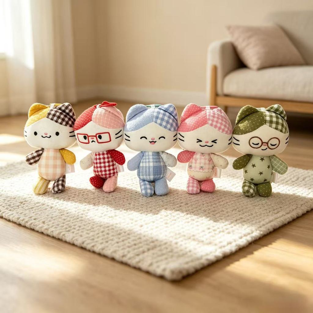 Cat Plush Toy Keychain With Polyester Fiber For Kids And Gift Souvenir