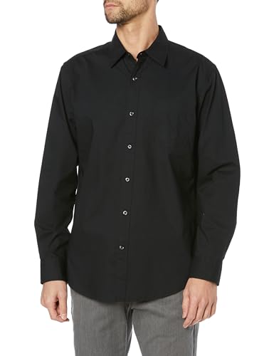 Amazon Essentials Men s Regular Fit Casual Long Sleeve Poplin Shirt, Black, Size XL