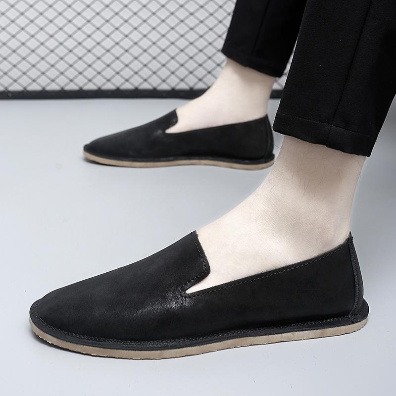 Fashion Designer Brand Men's Genuine Leather Shoes Massage Sole Lightweight Loafers Flat Bottom Work Versatile Men's Business Shoes
