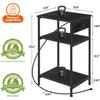 Nightstand with USB Charging Station, 3 Tier Narrow End Side Table with Storage Shelf for Living Room Bedroom Balcony, Black