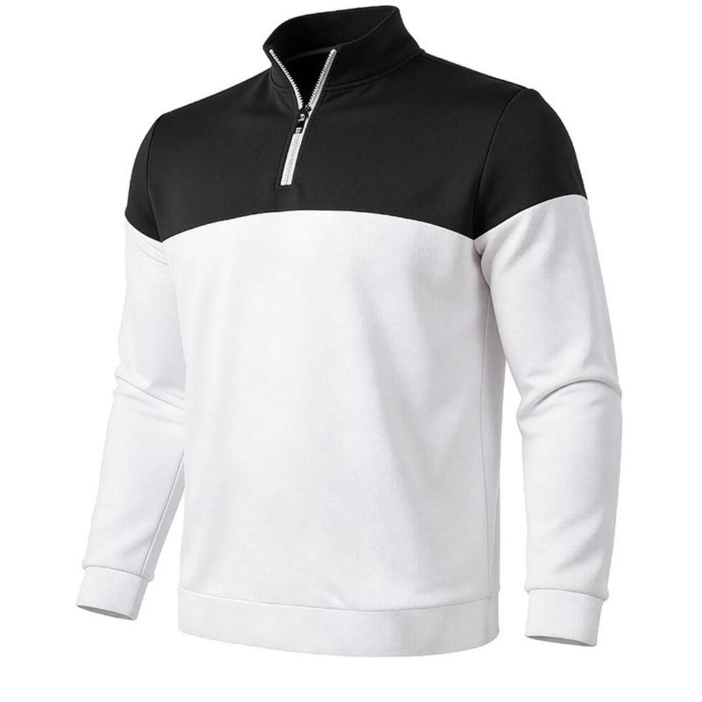 Men's Long Sleeve Pullover Sweatshirt Half Zip Mock Neck Loose Fit Color Block Athletic Top for Casual Wear