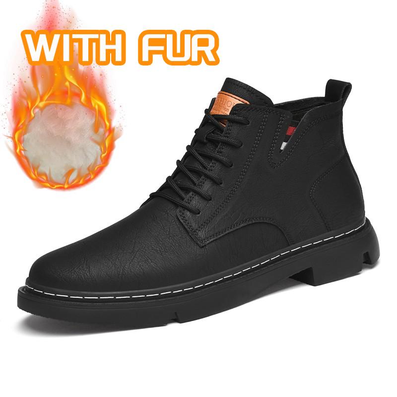 Fashion Hot Sale Fashion Motorcycle Boots for Men Comfort Platform Ankle Boots Lace-up Genuine Leather Casual Shoes Versatile Man Botas