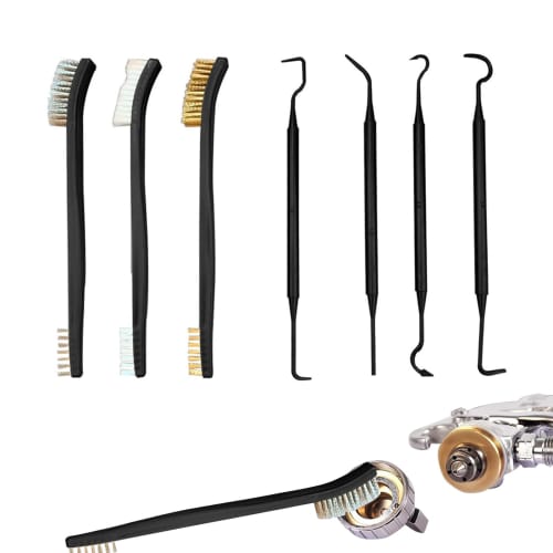 7-Piece Wire Brush Set: Brass Brush, Channel Brush, Metal Brush, Cleaning Brush, Stainless Steel Brush, Nylon Brush, Bent Tip, for Car Detailing, Rust