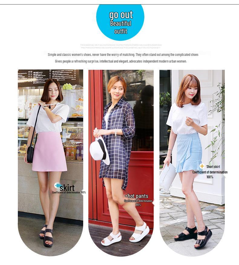 2025 Summer Women's Genuine Leather Platform Sandals - Fashionable Thick Sole Casual Shoes for Students