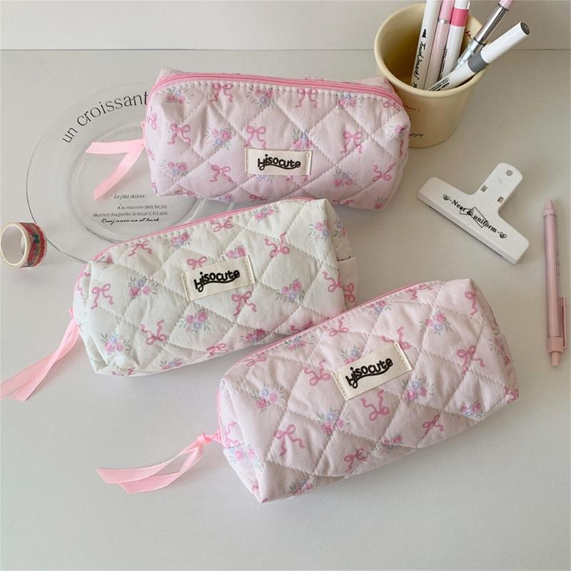 Simple Pencil Case Sweet Bows Pen Case Pencil Pouch Aesthetic Pencil Bag Pen Pouch Desk Organizers for Student