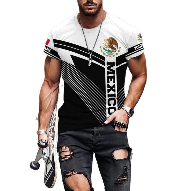 Short Sleeved Men's 3D T-shirt with Letter Print Round Neck Casual Sports T-shirt