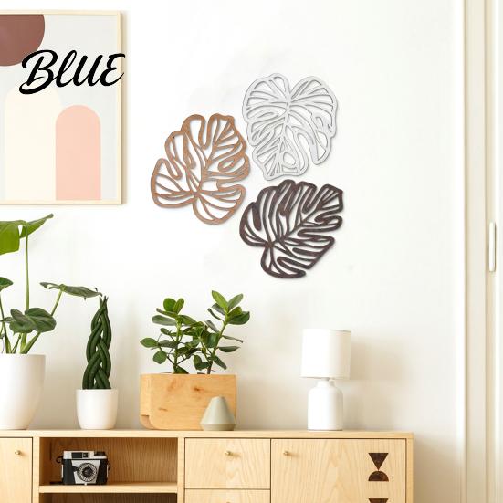 Tropical Home Wall Decoration 3Pcs Hollow Monstera Leaf Decoration, Wooden Art Hanging Plaque, Decorative Gift for Housewarming Sculpture with
