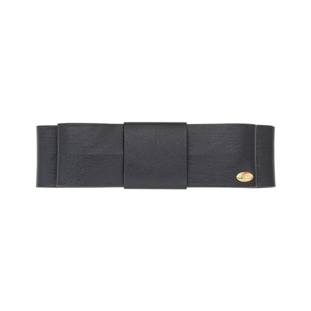 J.RIBBON Square Ribbon Leather Hairpin - Mute Black (JAI1HP5BV829PUBK0)
