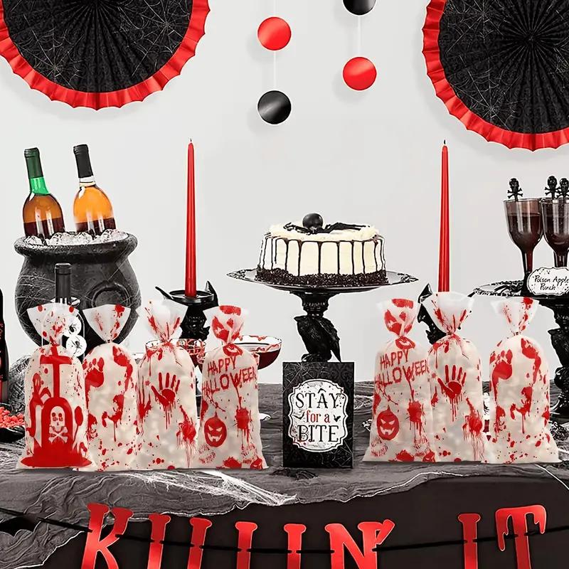 Festive Halloween Candy Bags Reusable Spooky Themed Treat Bags for Kids Party Cookie Snack Packaging Decorative Party Supplies