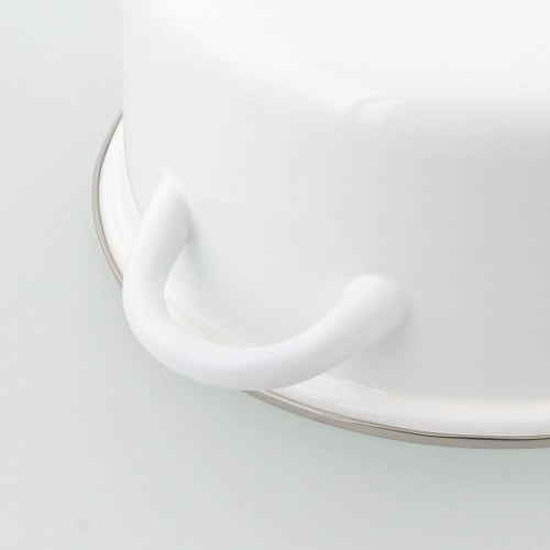 Bestco Enamel Casserole Pot, 22cm, with Glass Lid, Induction and Gas Compatible, White, NQ-0254, Bran