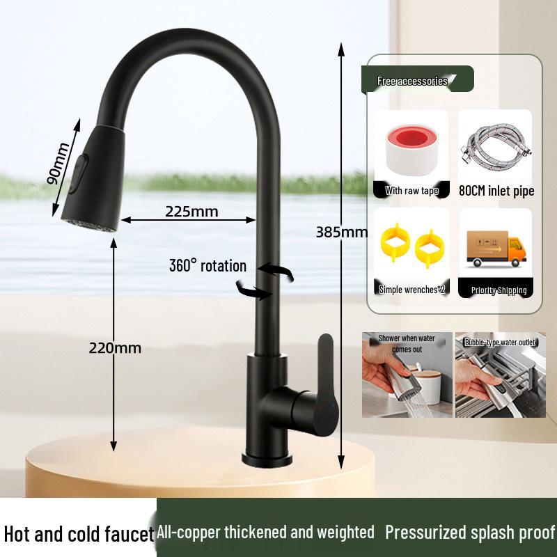 Stainless Steel Anti-Splash Hot & Cold Kitchen Faucet for Vegetable Sink & Washbasin