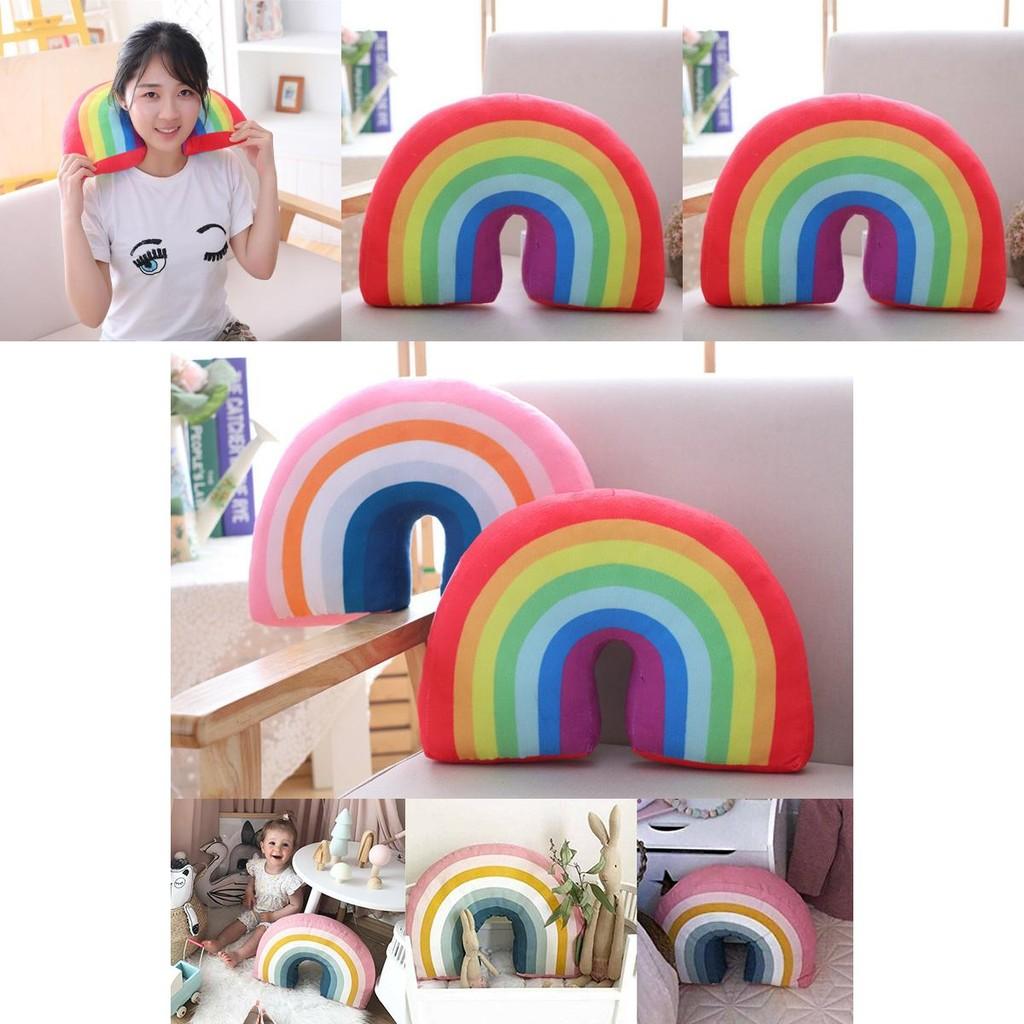 Multicolour Rainbow Plush Pillow Cushion Ideal For Relaxation And Decoration