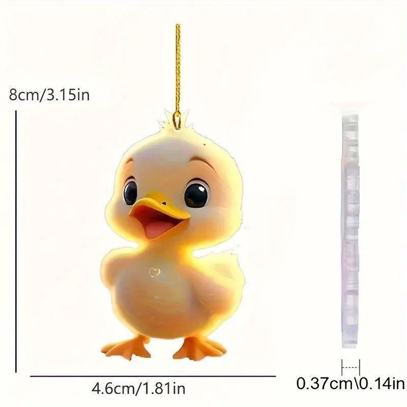Whimsical Yellow Acrylic Duck Car Charm Fun Cartoon Hangable Decoration Cars For