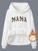 European & American Women's Fleece-Lined Hooded Sweatshirt with Kangaroo Pocket, MAMA Print - Autumn/Winter