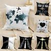 Black Pattern For Airplane Pilots 2 Pillow Case Natural Linen Double-Sided Printing Sofa Home Decor Cushion Cover