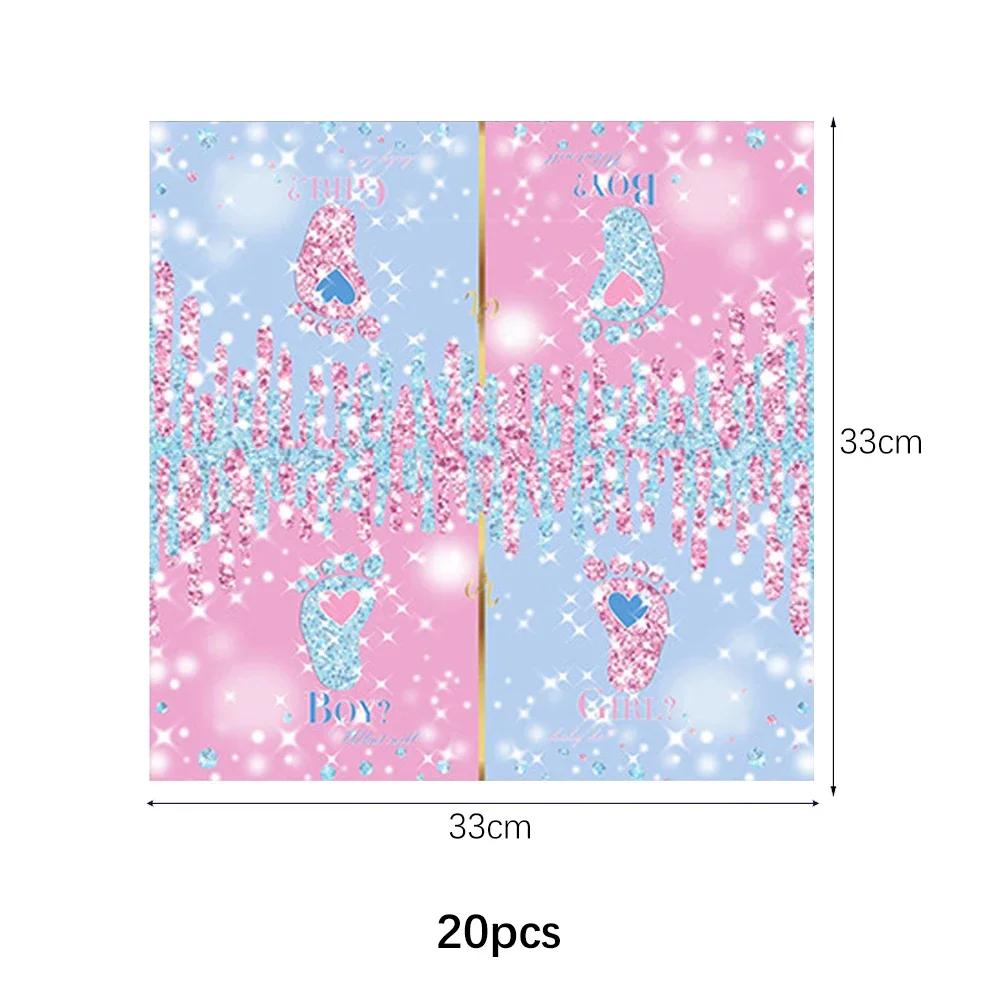 Gender Reveal Disposable Tableware Set Boy or Girl Baby Shower Paper Plates Cups Tablecloth Napkins Birthday Party Decorations