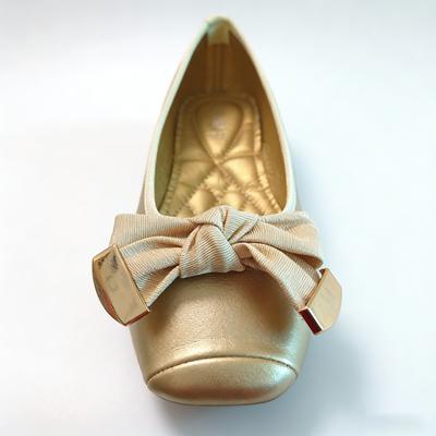 Flache Schuhe mit Schleife Damen Ballerinas Metallic Gold Eckige Zehenpartie Zum Hineinschlüpfen Lässig für den täglichen Gebrauch Ganztägiger Komfort Übergröße 42