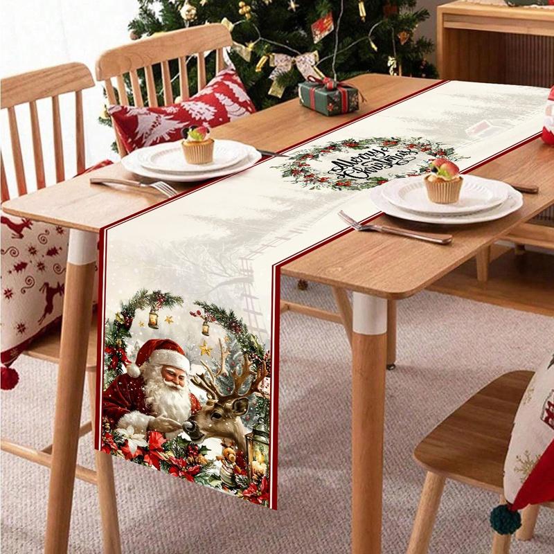 Polyesterový vánoční běhoun na stůl Veselé Vánoce Dekorace pro domácí výzdobu 2025 Vánoce Navidad Notal Noel Dárky Nový rok 2026