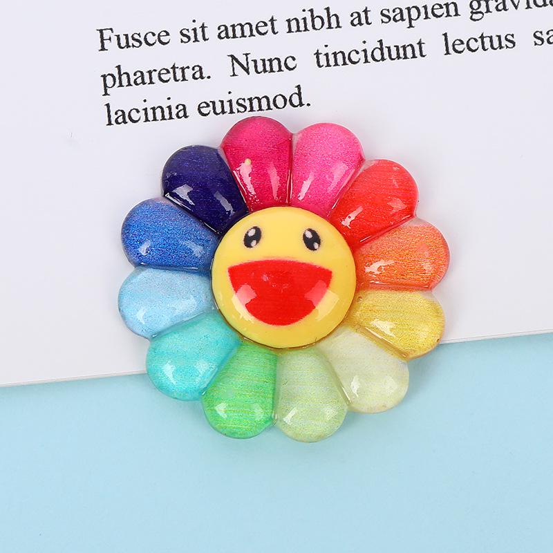 Seven-Color Smiley Sunflower Resin Accessories: Headwear, Brooch, Pencil & Phone Case Stickers, Bracelets.