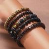5Pcs/Set Black Gall Stone Volcanic Stone Wood Beads Multi-layer Men's Combination Elastic Bracelet For Couple Friends Jewelry