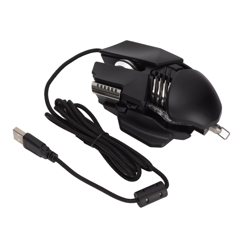 Mechanical Mouse 12800 DPI Ergonomics Retractable Adjustment RGB USB Black 6D Button Gaming Wired Mouse