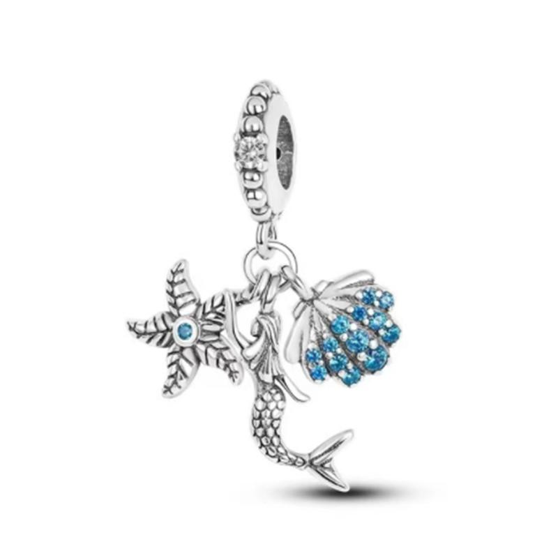 Sparking Heart Flower Clip Charm Beads Pendant Fit Original Snake Silver Bracelet Necklace Beads For Diy Jewelry Women Gift
