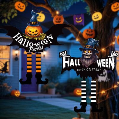 Decoração de Halloween Homem Abóbora Caveira Pingente de Porta de Papel, Listagem de Layout de Cena para Bar e Shopping