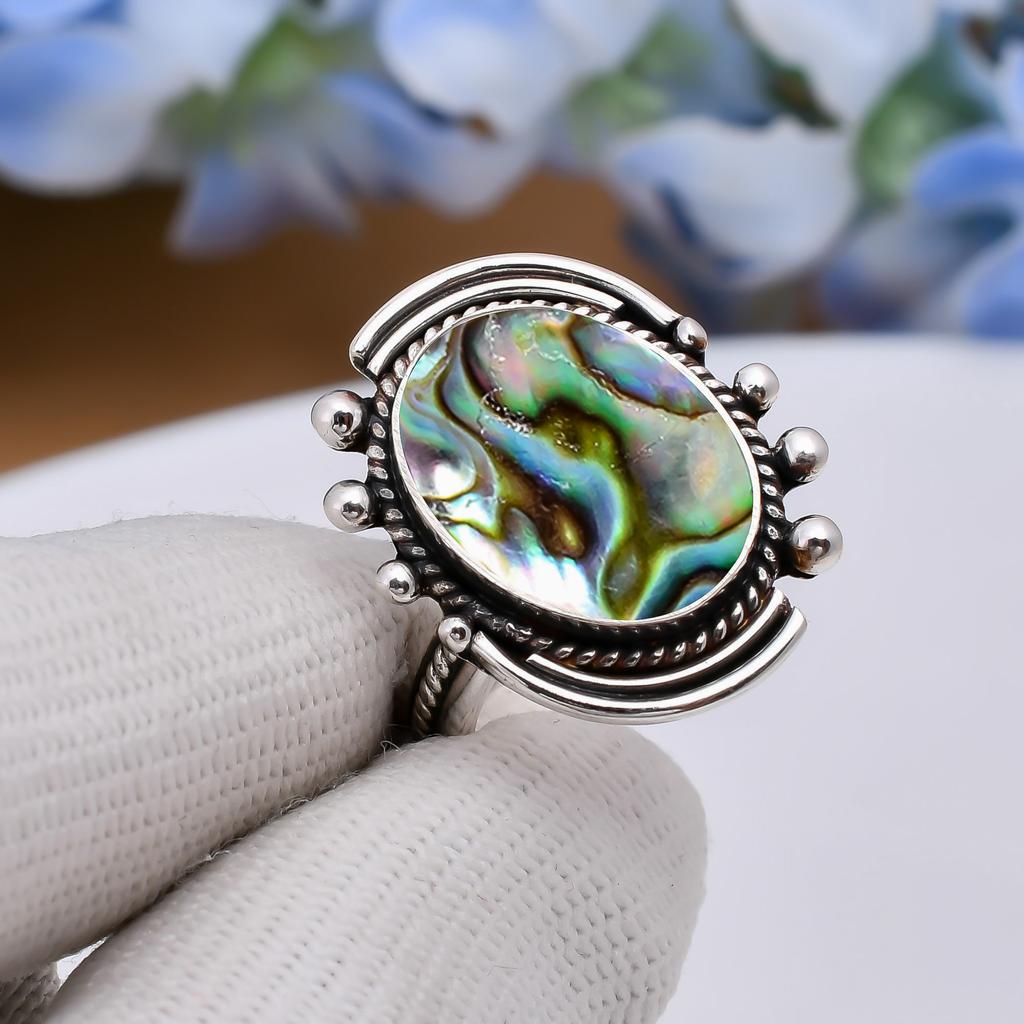 Mermaid Dream Abalone Shell - Australia 925 Sterling Silver Ring V5015, Blue Ring, Oval Ring, Valentin's Day Gift, Gift For Her, Birthday Gift, Handma