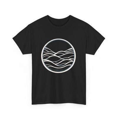 Minimalistisches Wellen Schweres Baumwoll-T-Shirt Freizeitkleidung Für Ozean