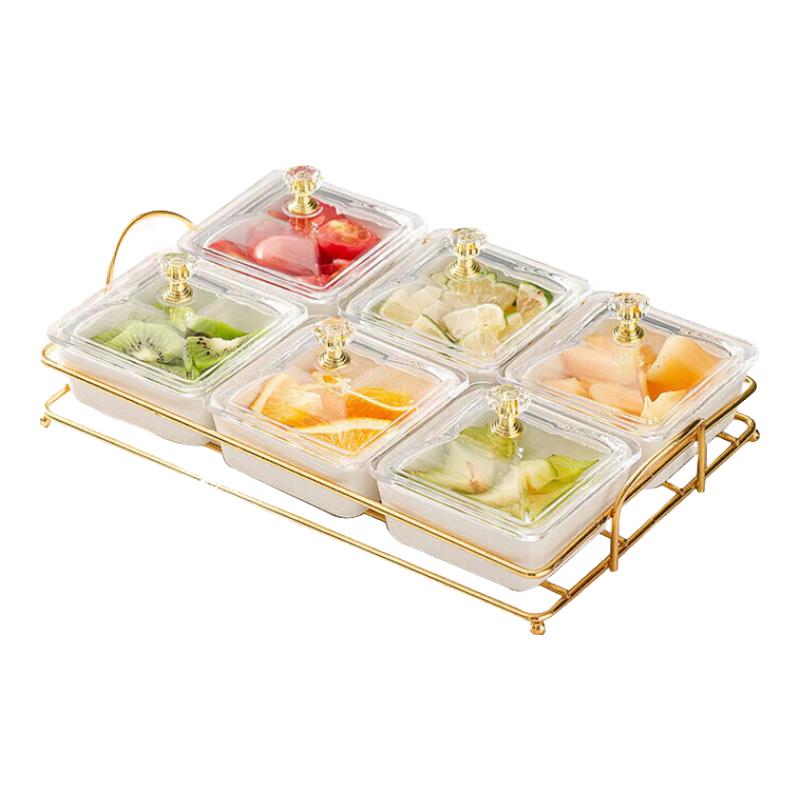 Light Luxury Ceramic Divided Snack Plate Set