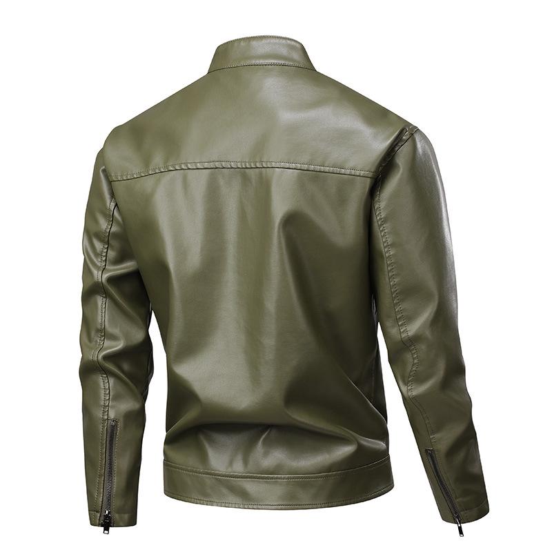 Men's Retro PU Stand Collar Leather Jacket for Spring/Autumn 2025 - Casual Motorcycle Style