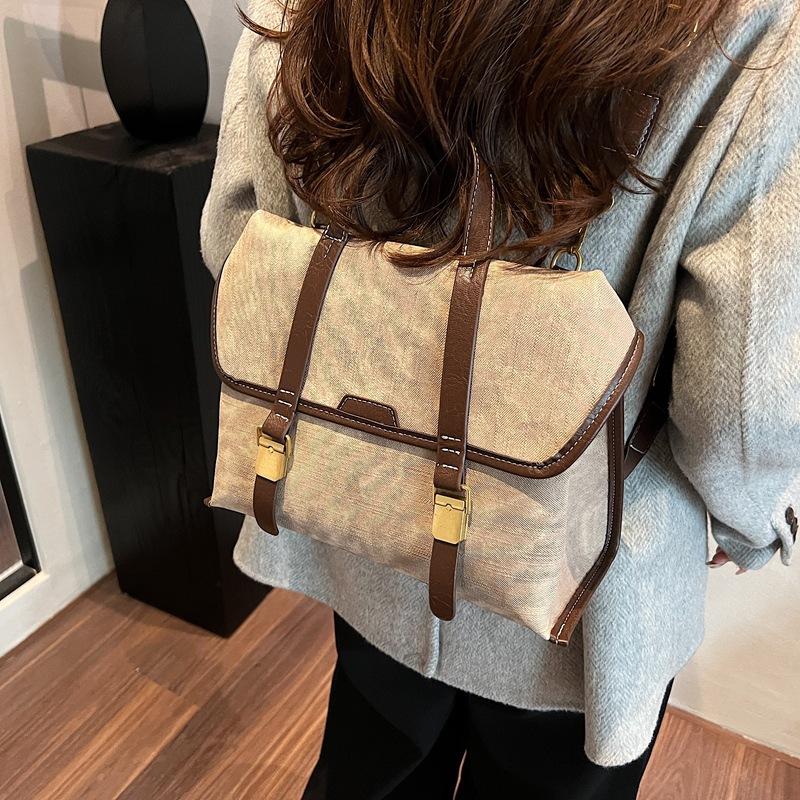 

College student tote bag women 2025 new versatile high-end sense large-capacity commuting backpack autumn and winter going out backpack хаки