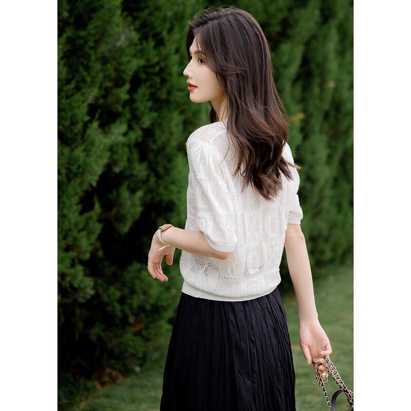 Mokana Damen V-Ausschnitt Kurzarm Stricktop