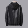 Mens Slim Fit Hooded PU Leather Jacket Casual Trendy Biker Coat Daily Wear