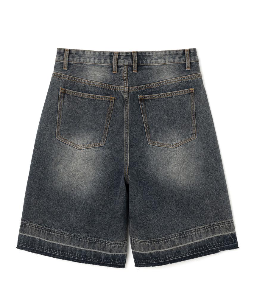 MILLO ARCHIVE Layered Washed Denim Bermuda Pants [Deep Blue]