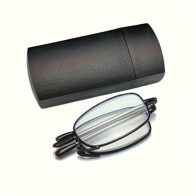 Portable Reading Glasses With+1 To+4.0 Magnification Square Full Frame Design with Compact Hard Case Box