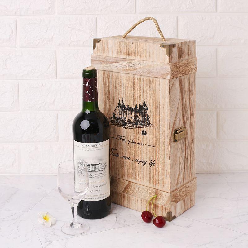 Vintage 2 Red Wine Bottle Box for Carrier Crate for Case Storage Carrying D